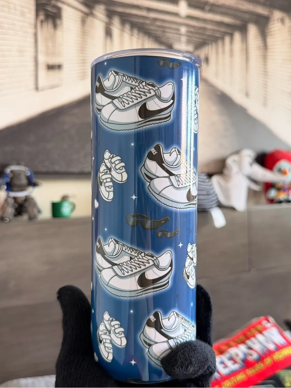 Kids Shoes Stainless Steel Tumbler - Blue Sneaker Print